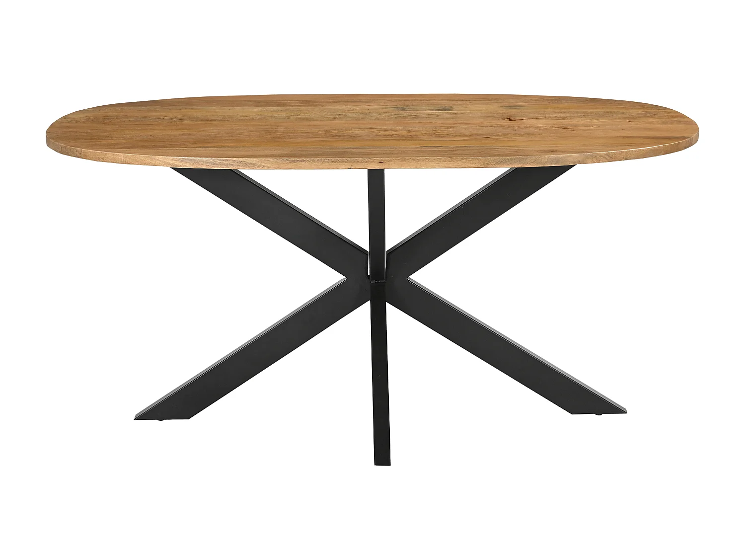 Table à manger 6 personnes en bois de manguier et métal noir - Naturel clair - PATRICIA