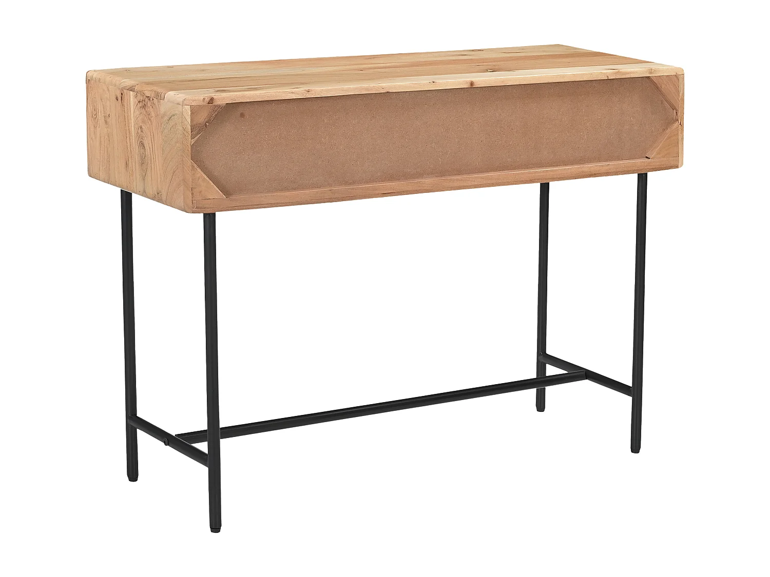 Console avec 3 tiroirs en bois d'acacia et métal noir - Naturel clair - ALEVIA