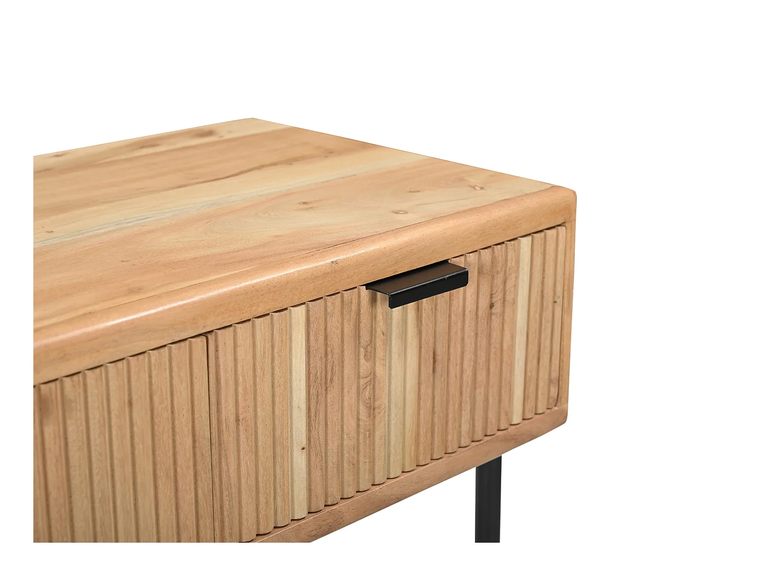 Consola con 3 cajones de madera de acacia y metal negro - Natural claro - ALEVIA