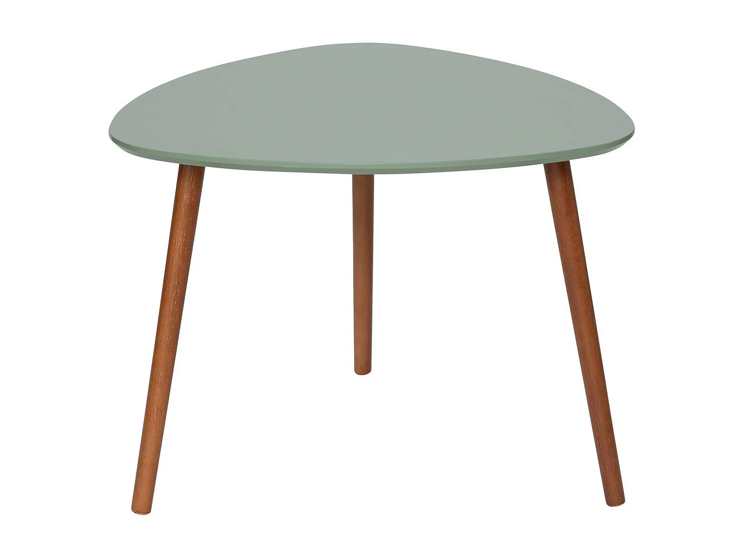 Lot de 3 tables à café gigogne en Bois Vert Ocre Blanc et pieds en Bois foncé