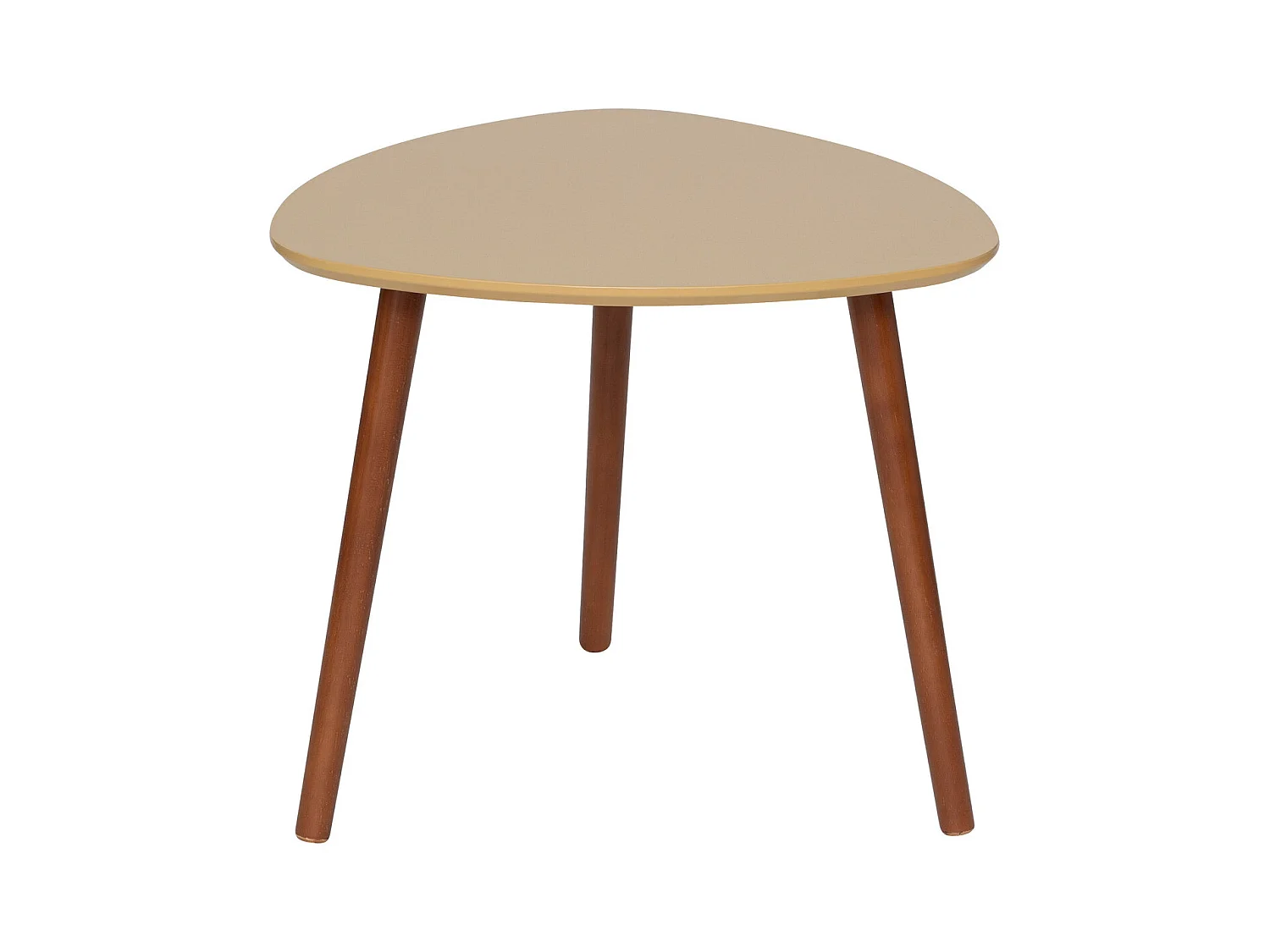 Lot de 3 tables à café gigogne en Bois Vert Ocre Blanc et pieds en Bois foncé