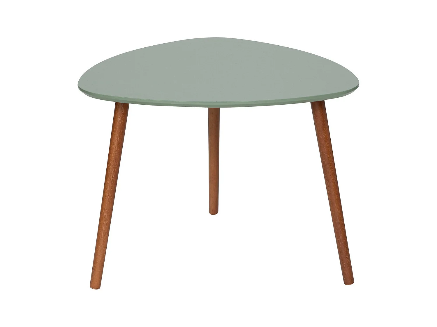 Lot de 3 tables à café gigogne en Bois Vert Ocre Blanc et pieds en Bois foncé