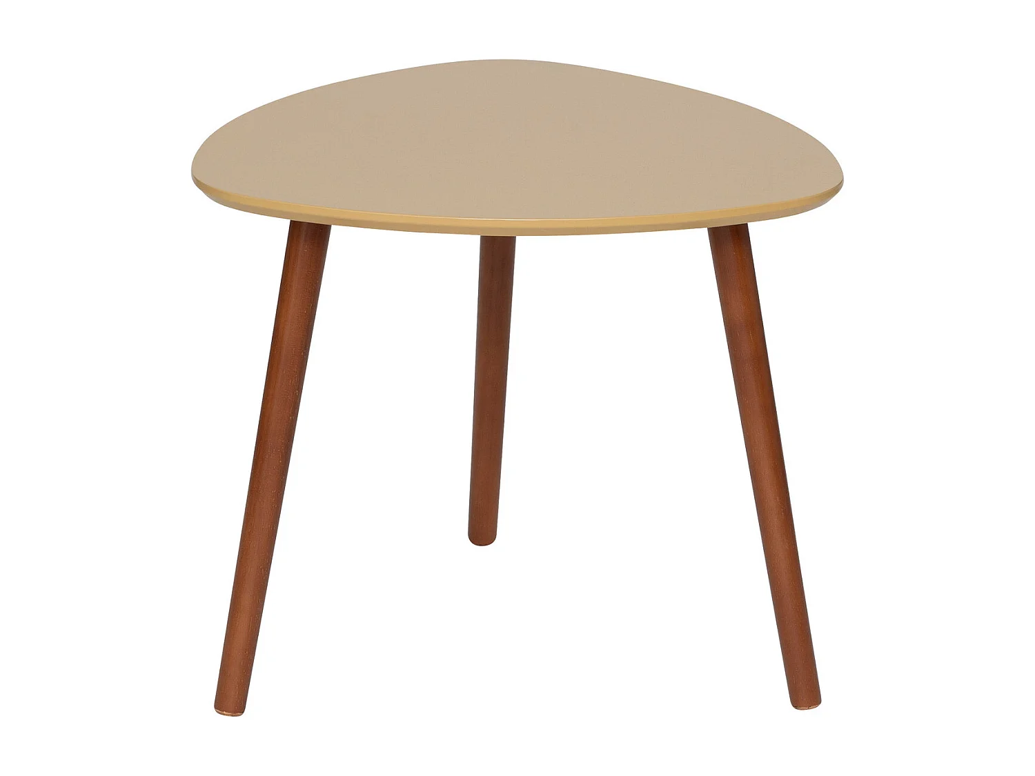 Lot de 3 tables à café gigogne en Bois Vert Ocre Blanc et pieds en Bois foncé