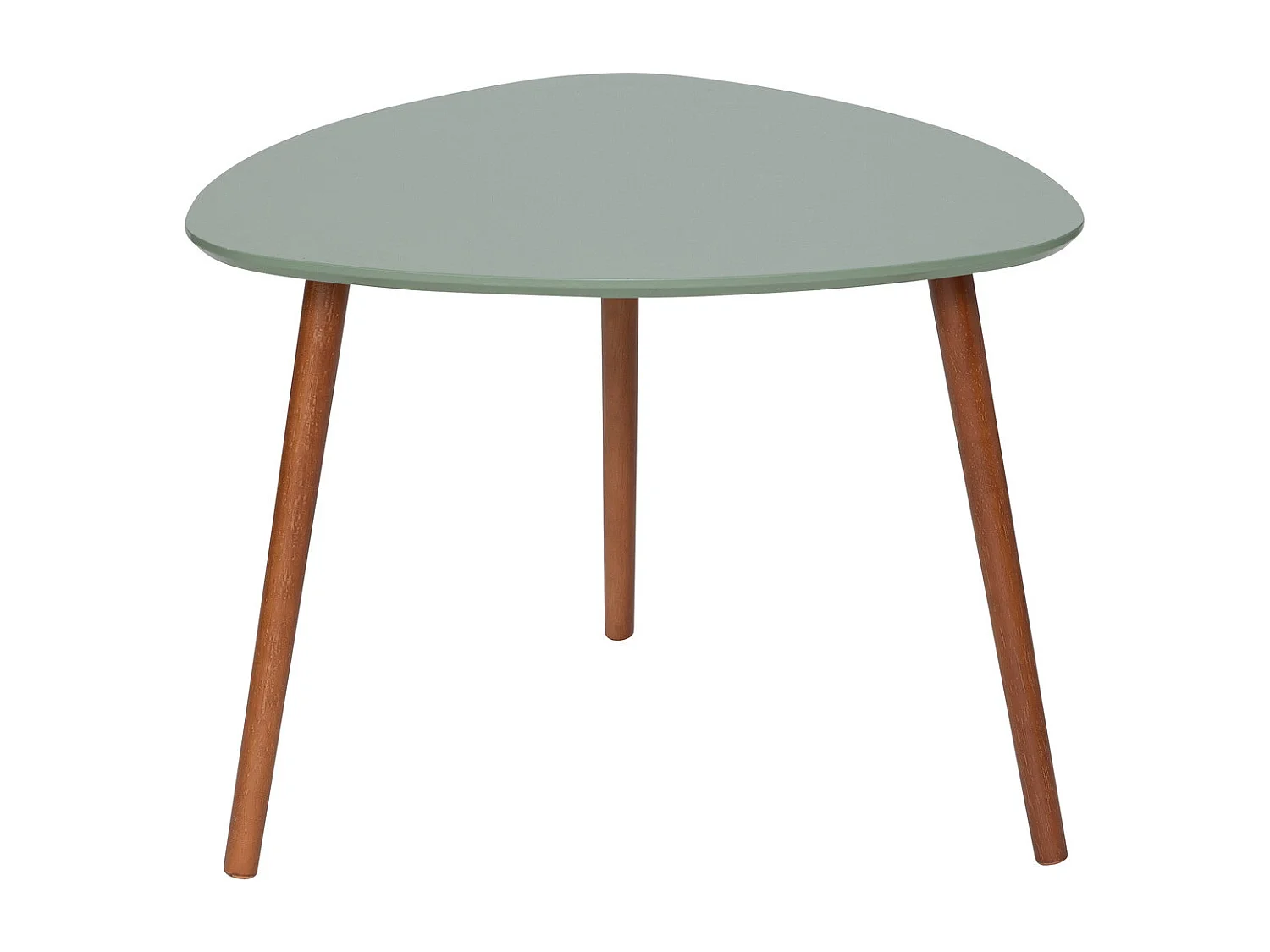 Lot de 3 tables à café gigogne en Bois Vert Ocre Blanc et pieds en Bois foncé