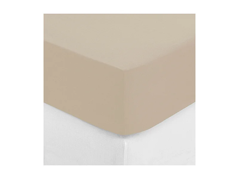Drap Housse 2 Personnes "Percale" 180x200cm Beige Lin