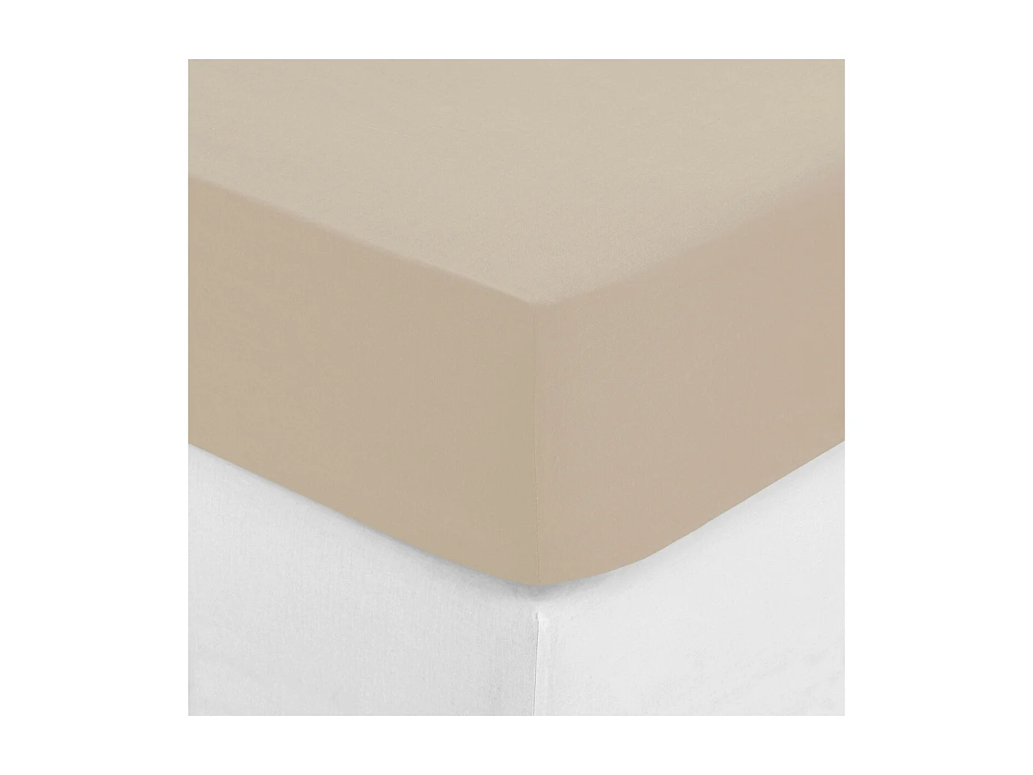 Drap Housse 2 Personnes "Percale" 180x200cm Beige Lin