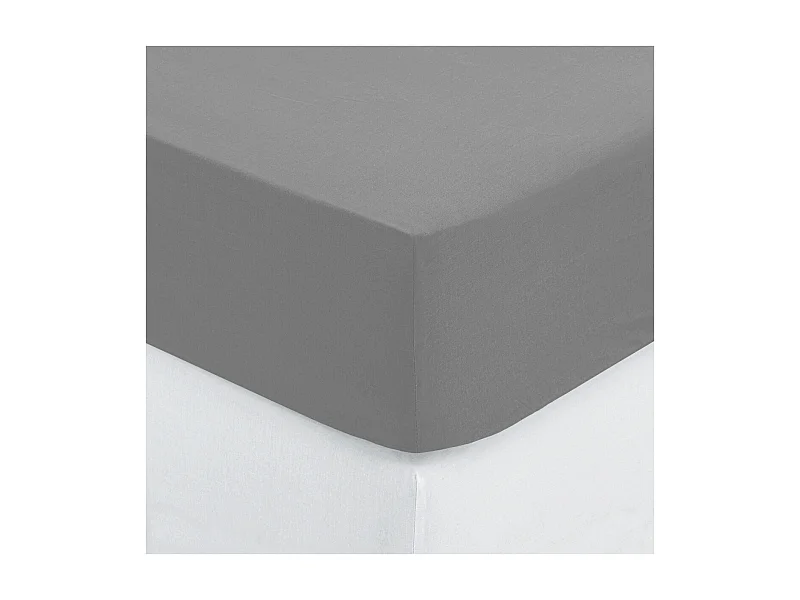 Drap Housse 2 Personnes "Percale" 180x200cm Gris