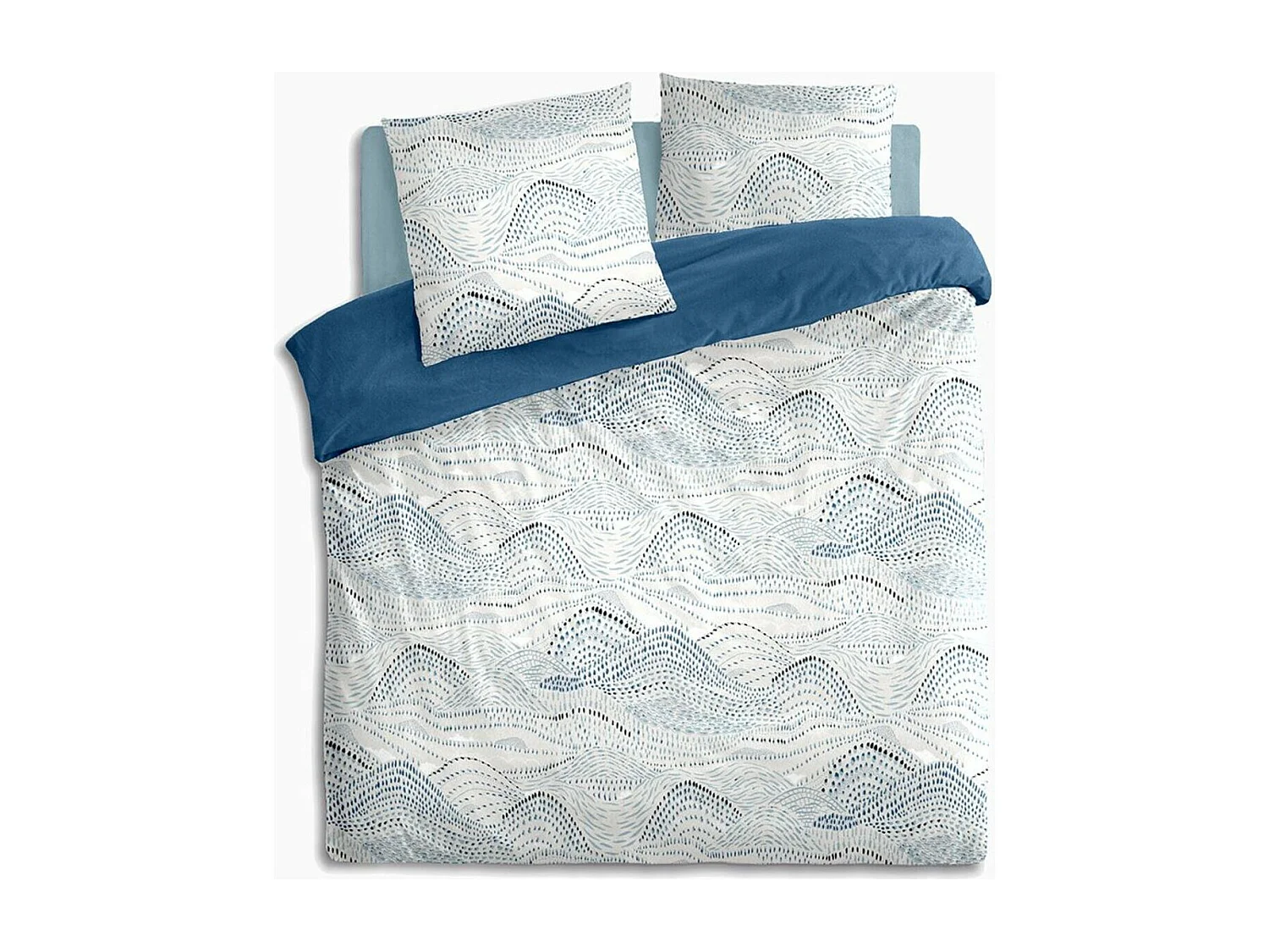 Parure 2 Personnes 260 x 240 cm Housse de couette avec 2 taies en Percale de Coton Imprimé Ilyan