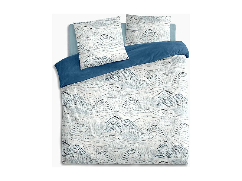 Parure 2 Personnes 260 x 240 cm Housse de couette avec 2 taies en Percale de Coton Imprimé Ilyan