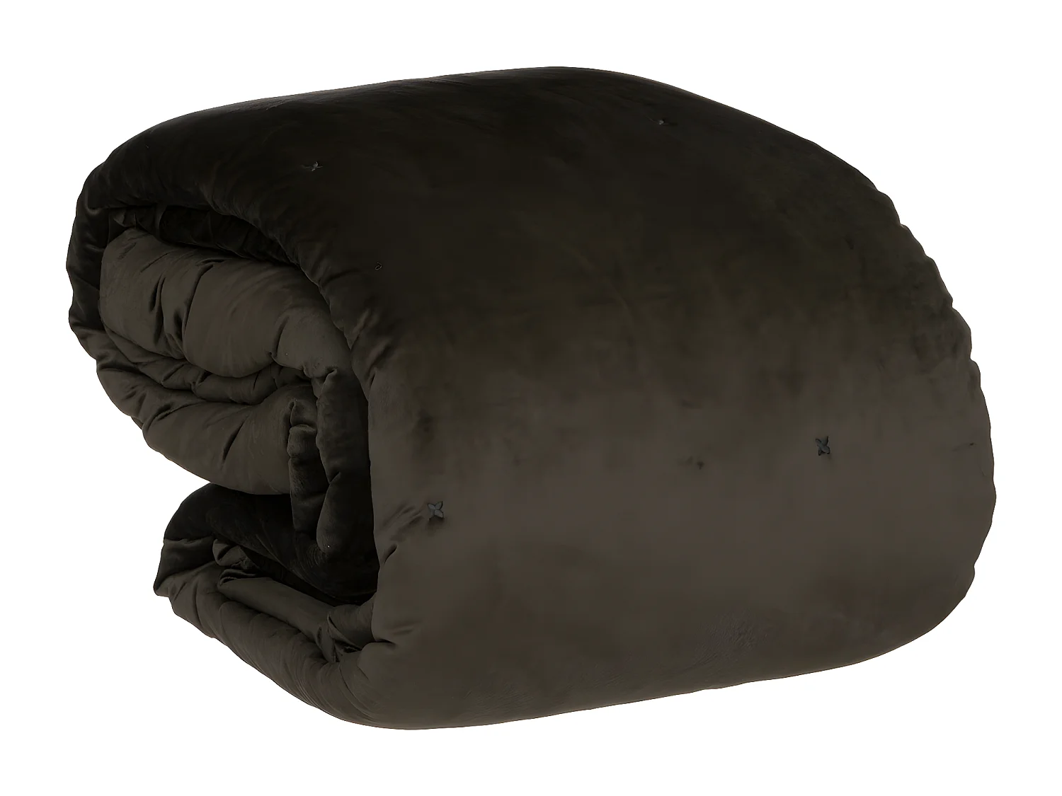 Dessus de Lit en Velours Gris Foncé surpiqué 240 x 260 cm