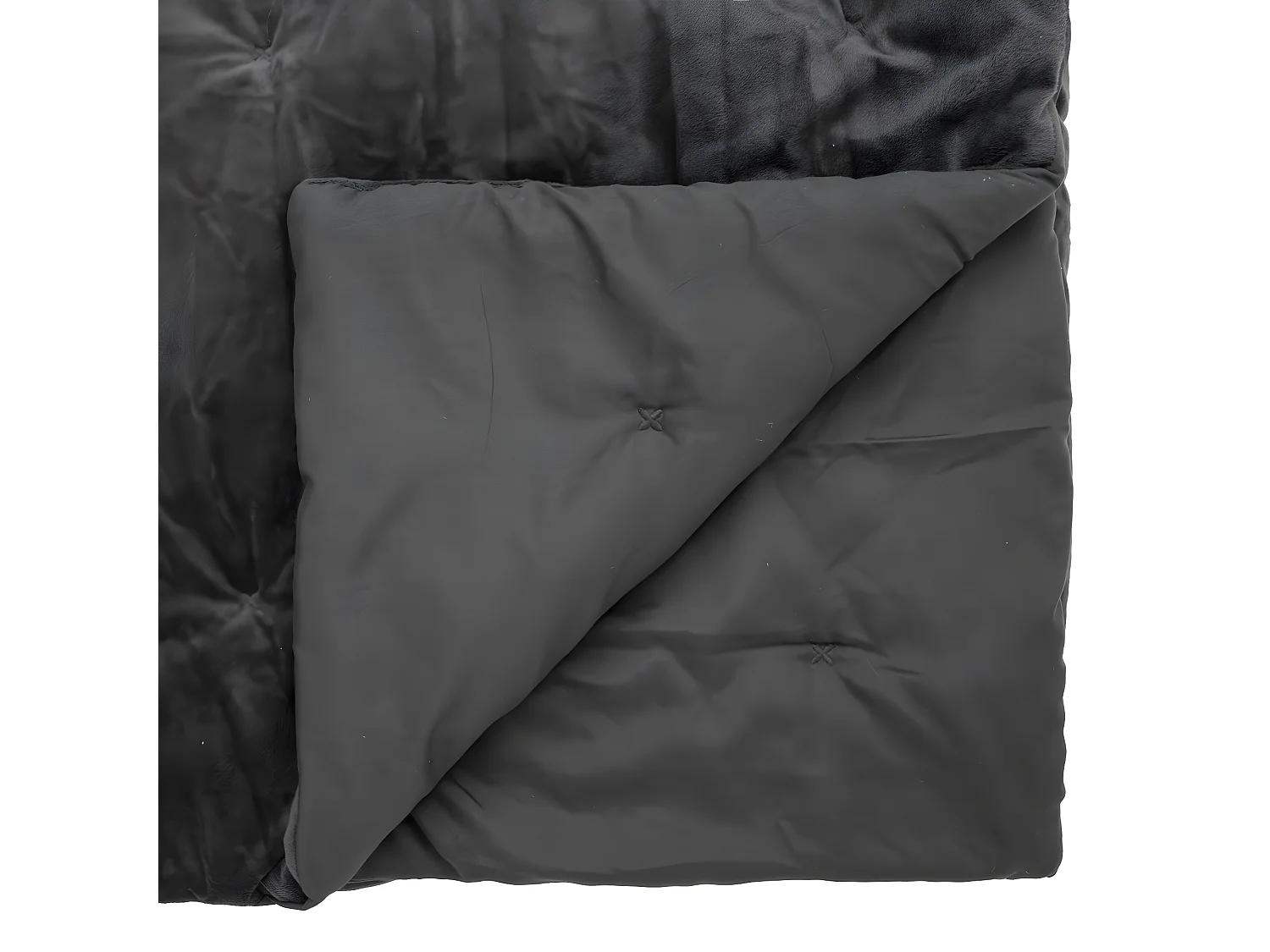 Dessus de Lit en Velours Gris Foncé surpiqué 240 x 260 cm