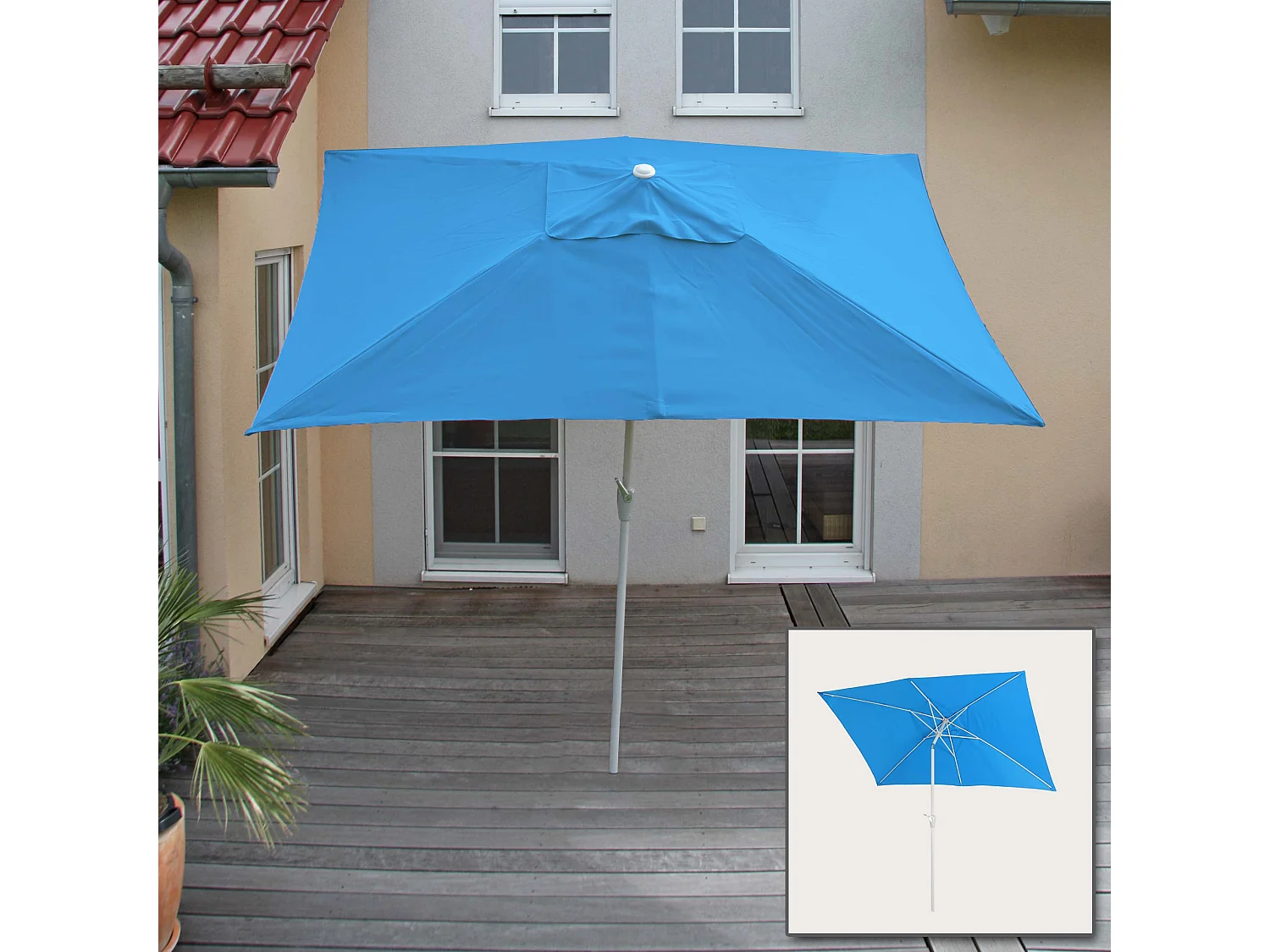 Parasol Castellammare 2x3m inclinable,  bleu