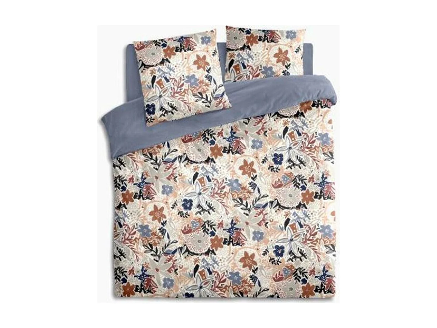 Parure 2 Personnes 260 x 240 cm Housse de couette avec 2 taies en Percale de Coton Imprimé Alesio