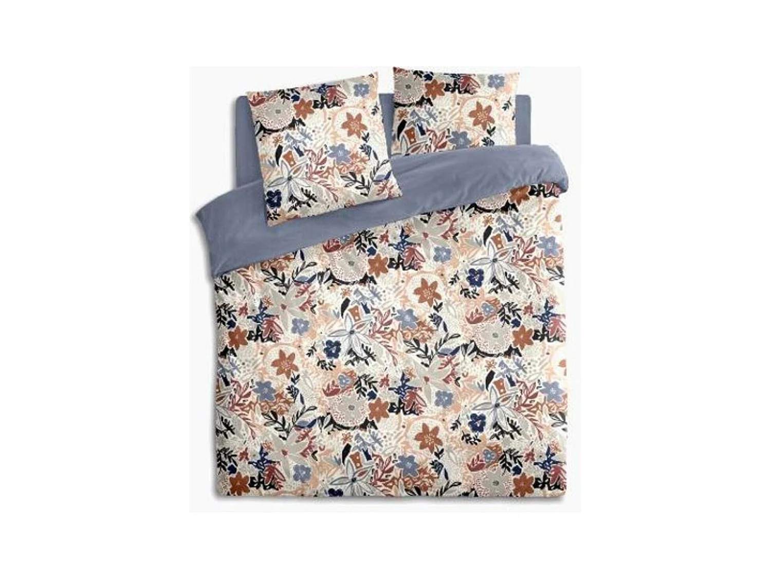 Parure 2 Personnes 240 x 220 cm Housse de couette avec 2 taies en Percale de Coton Imprimé Alesio