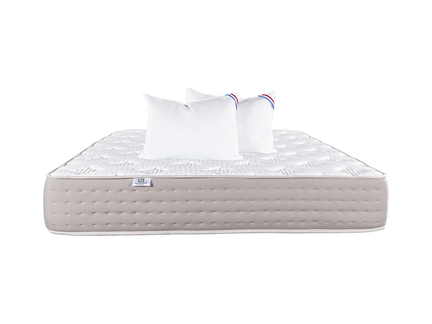 Colchão Dreamlux 160x200 cm com molas ensacadas e espuma de alta densidade para um conforto firme e independência de sono ideal, com travesseiros inclusos