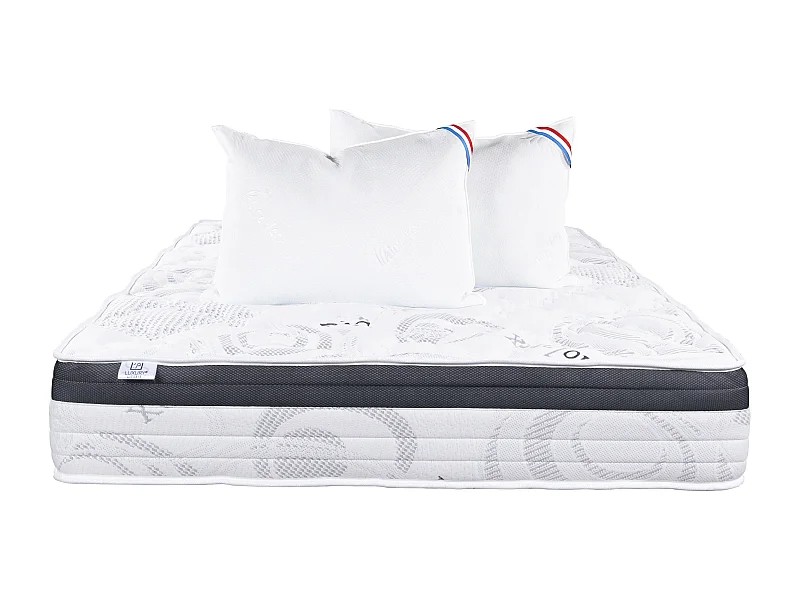 Matelas 140x190 cm, Sleeplux, 26cm, latex, ergonomique, haute densité + 2 Oreillers