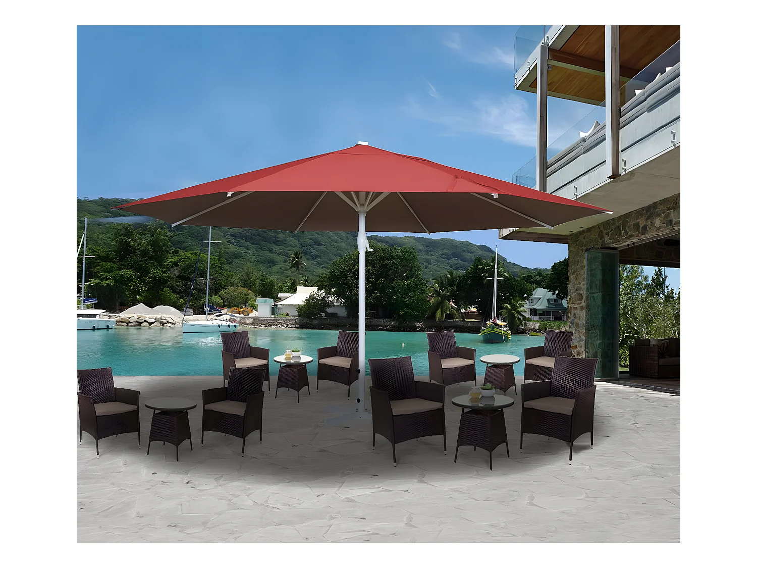 Parasol Carpi II, Ø 5m,  rouge sans support