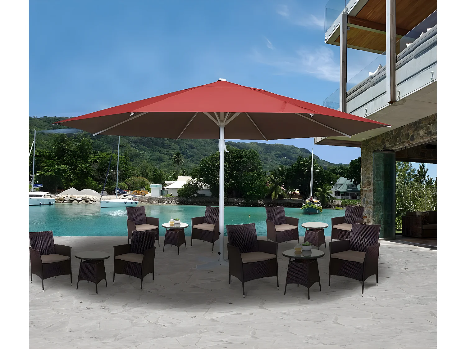 Parasol Carpi II, Ø 5m,  rouge sans support