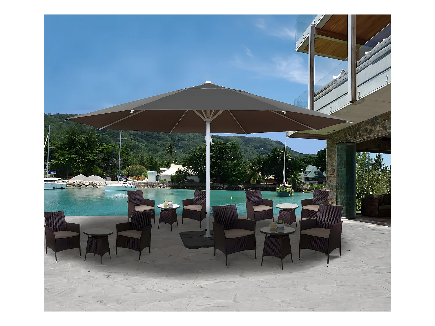 Parasol Carpi II, Ø 5m,  anthracite avec support