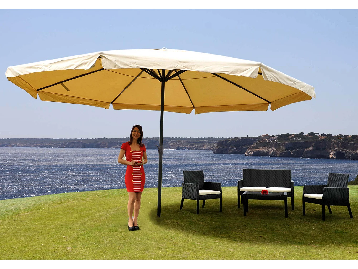 Parasol Carpi Pro,  crème zonder voet