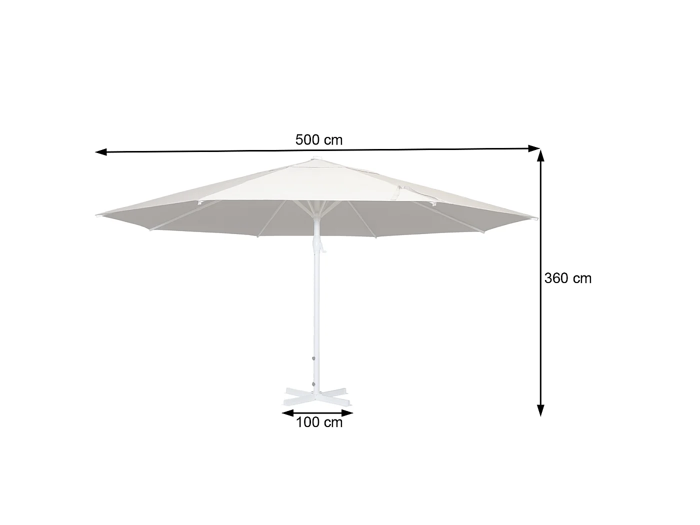 Parasol Carpi II, Ø 5m,  crème-beige avec support