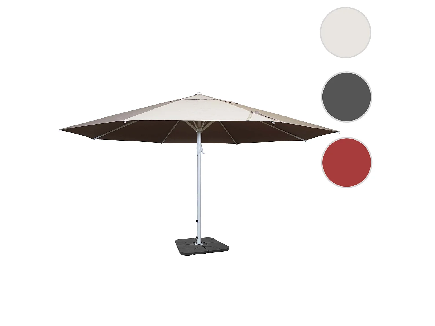 Parasol Carpi II, Ø 5m,  crème-beige avec support