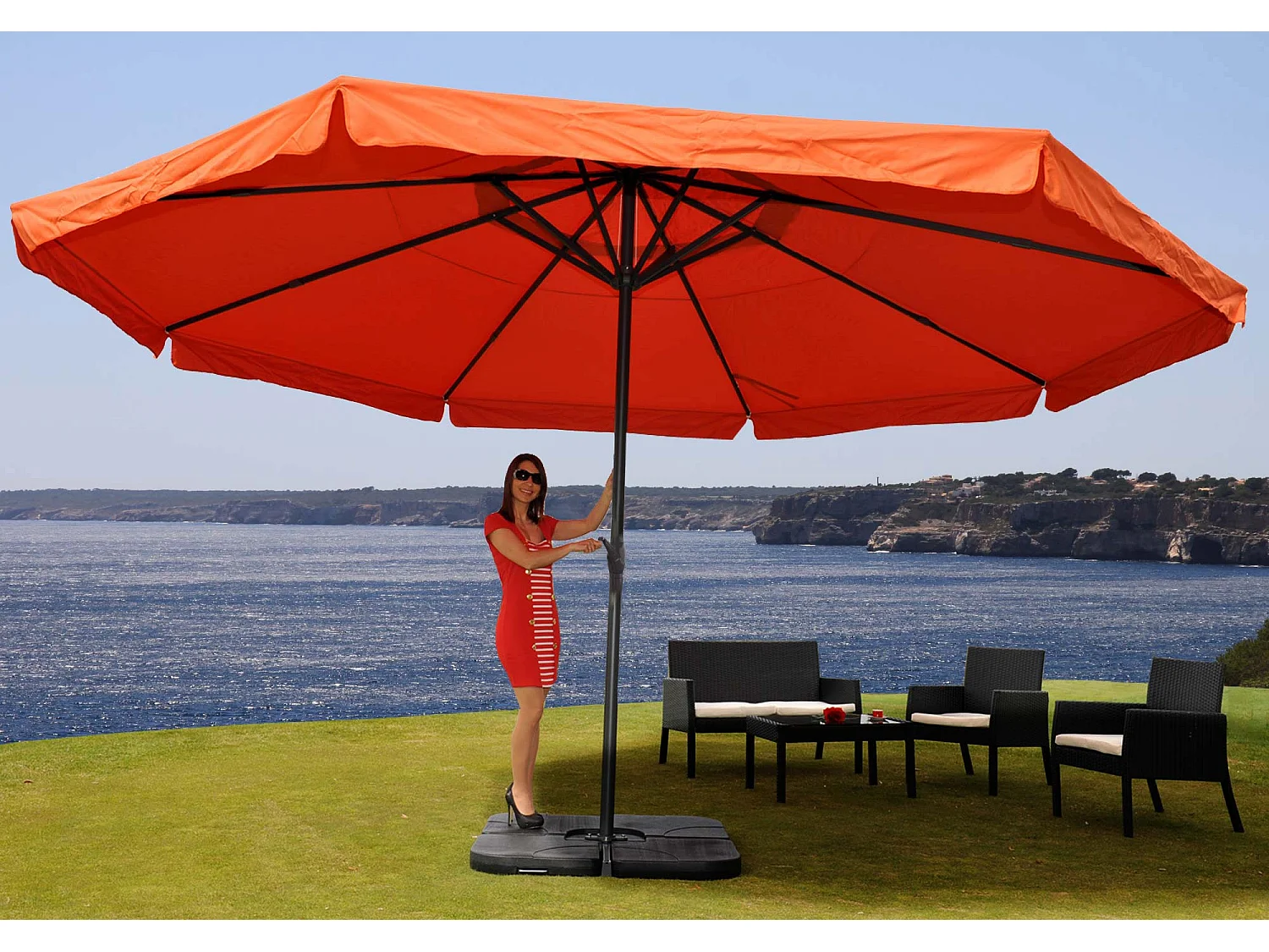 Parasol Carpi Pro Ø5m,  terre cuite avec pied