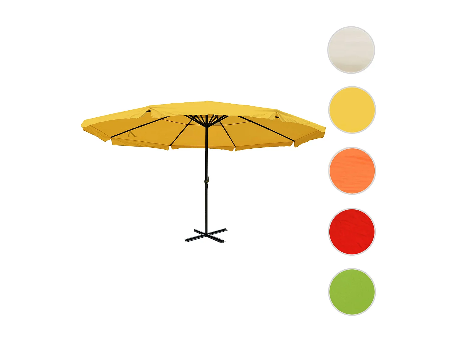 Ombrellone giardino spiaggia T45 Merano Pro con volante ø 500cm senza base giallo