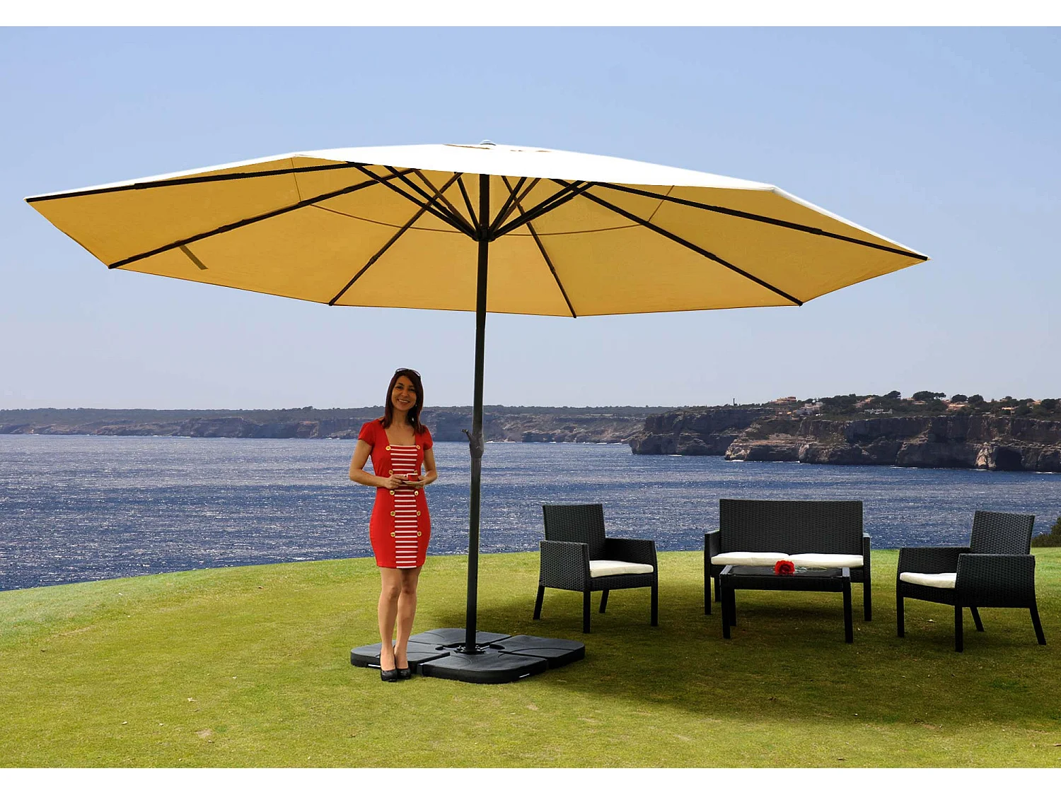 Parasol Carpi Pro,  crème met standaard