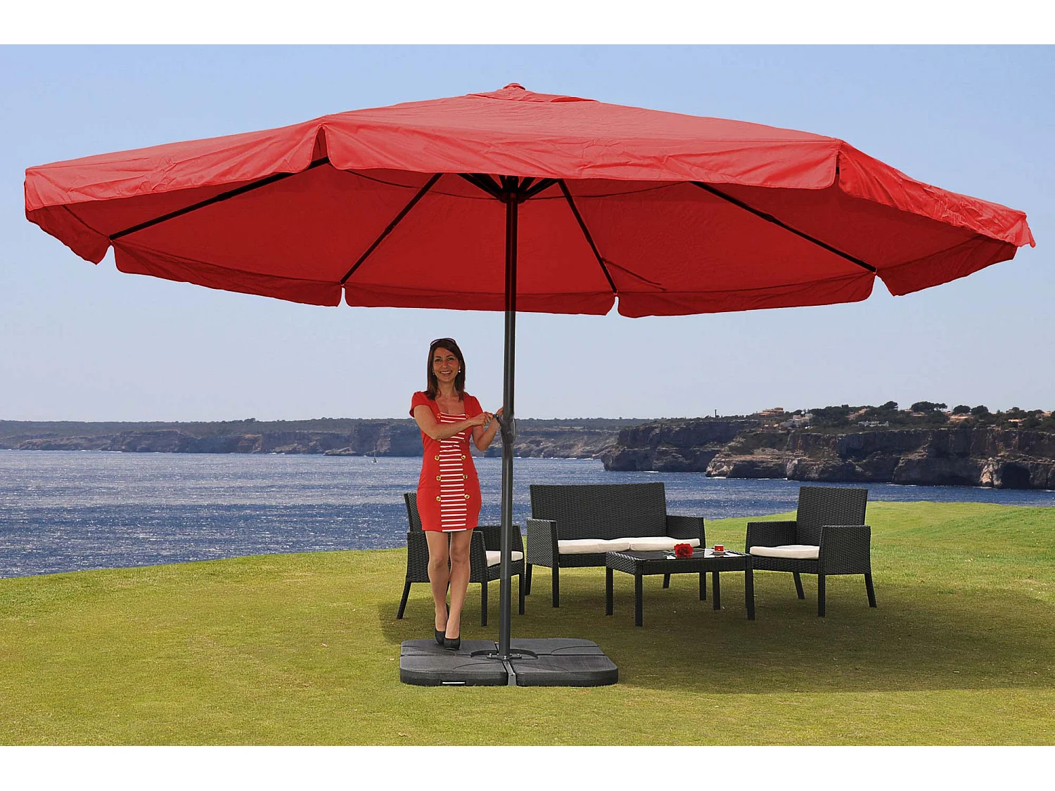 Parasol Carpi Pro Ø5m,  bordeaux avec pied