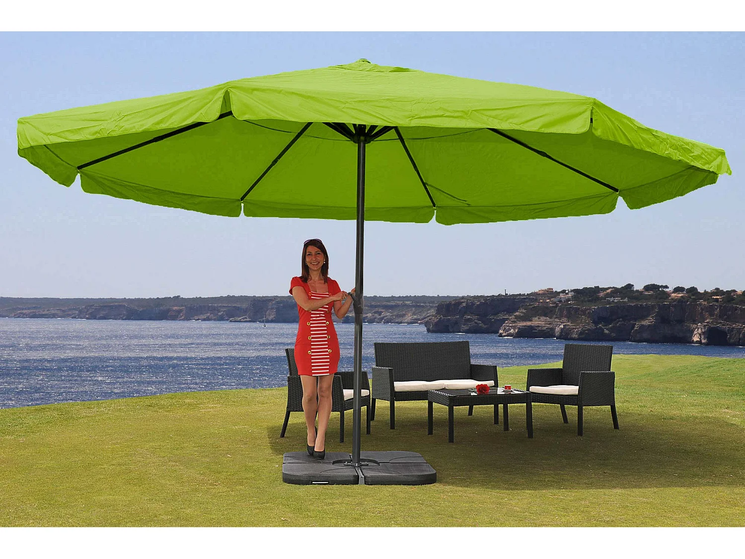 Parasol Carpi Pro Ø5m,  vert avec pied