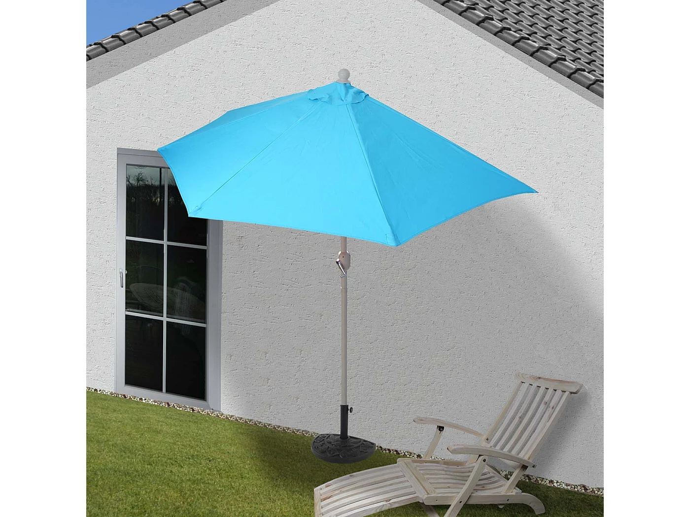 Parasol Lorca semi-circulaire 3m UV 50,  270cm turquoise