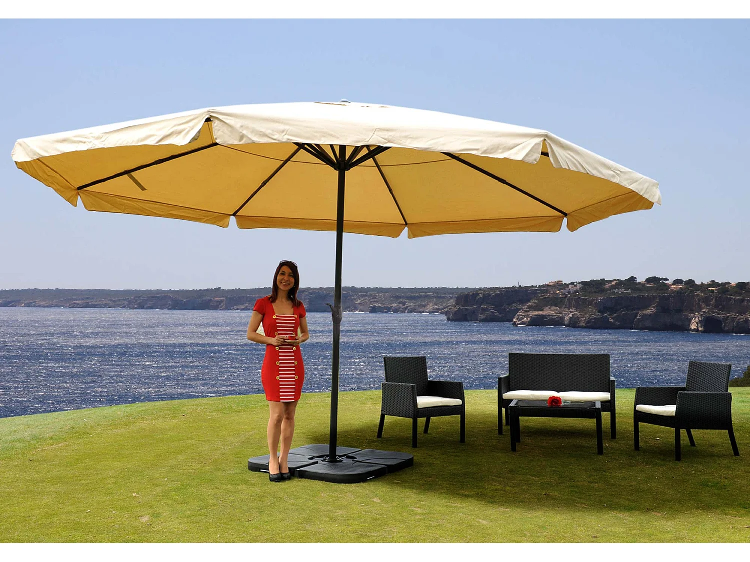 Parasol Carpi Pro,  crème met standaard