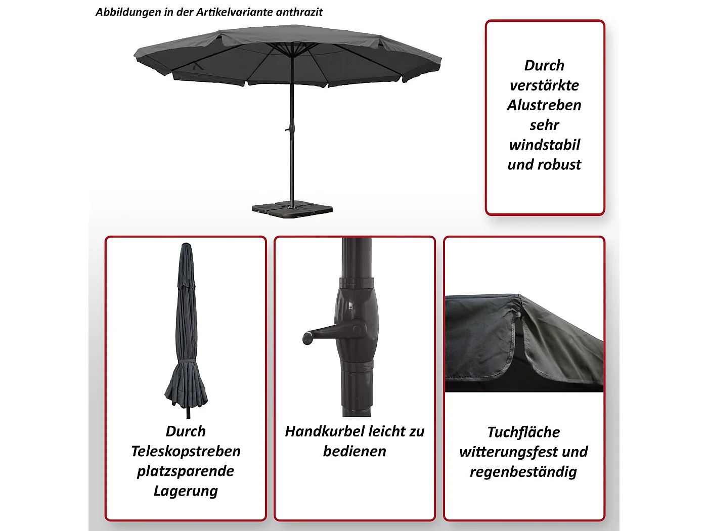 Parasol Carpi Pro,  crème met standaard