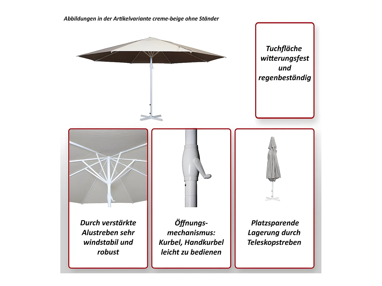 Parasol Carpi II,  crème-beige zonder voet