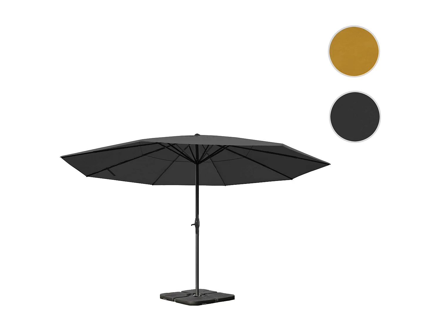 Parasol Carpi Pro Ø 5m,  anthracite avec socle
