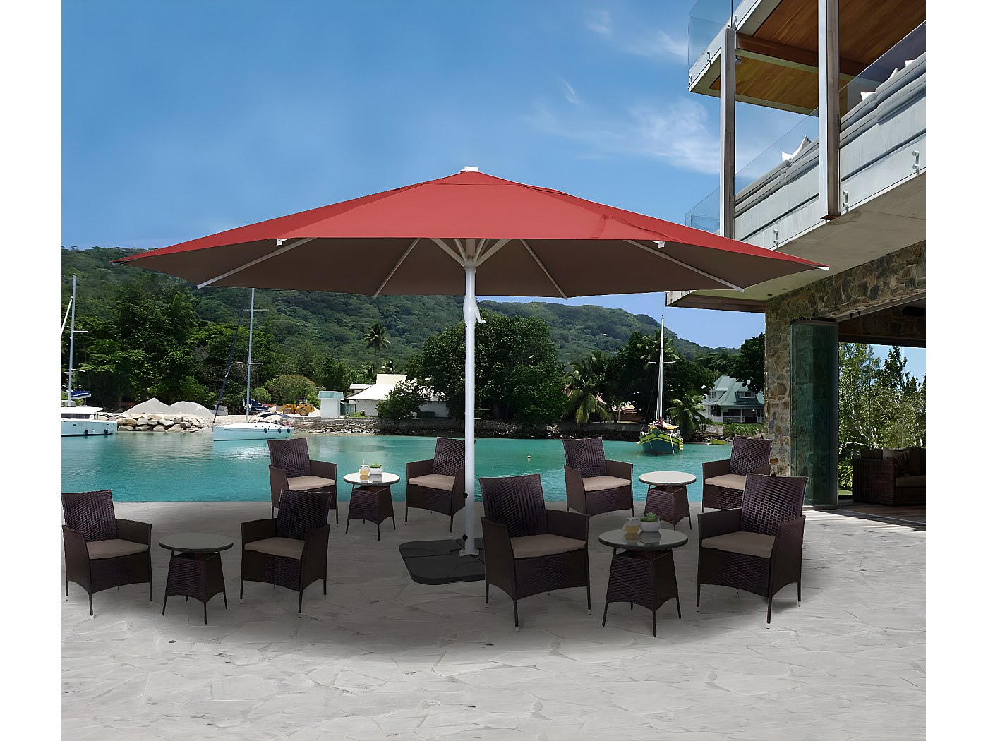 Mini Ombrellone rosso ombrellino parasole con pinza per sedia sdraio