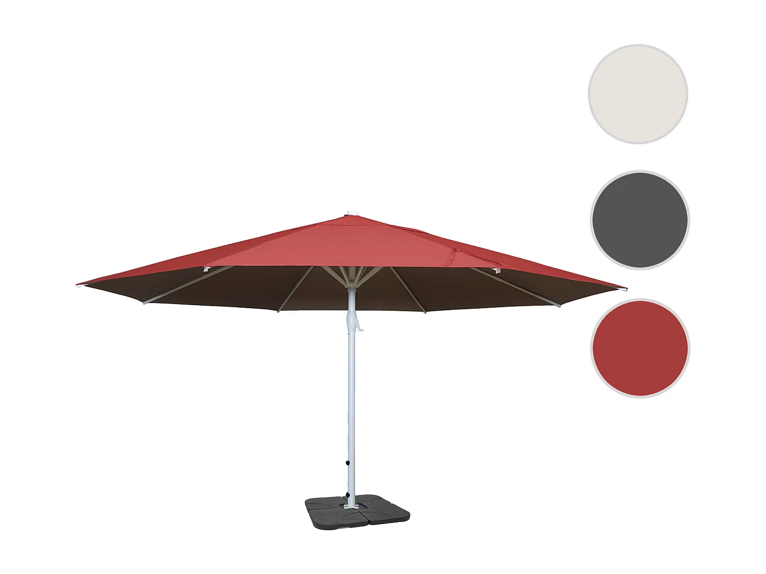 Parasol Carpi II, Ø 5m,  rouge avec support