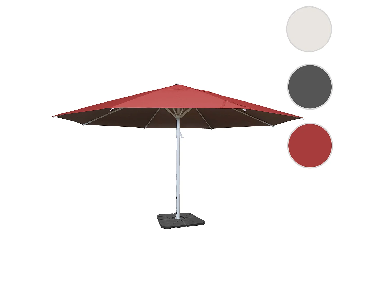 Parasol Carpi II, Ø 5m,  rouge avec support