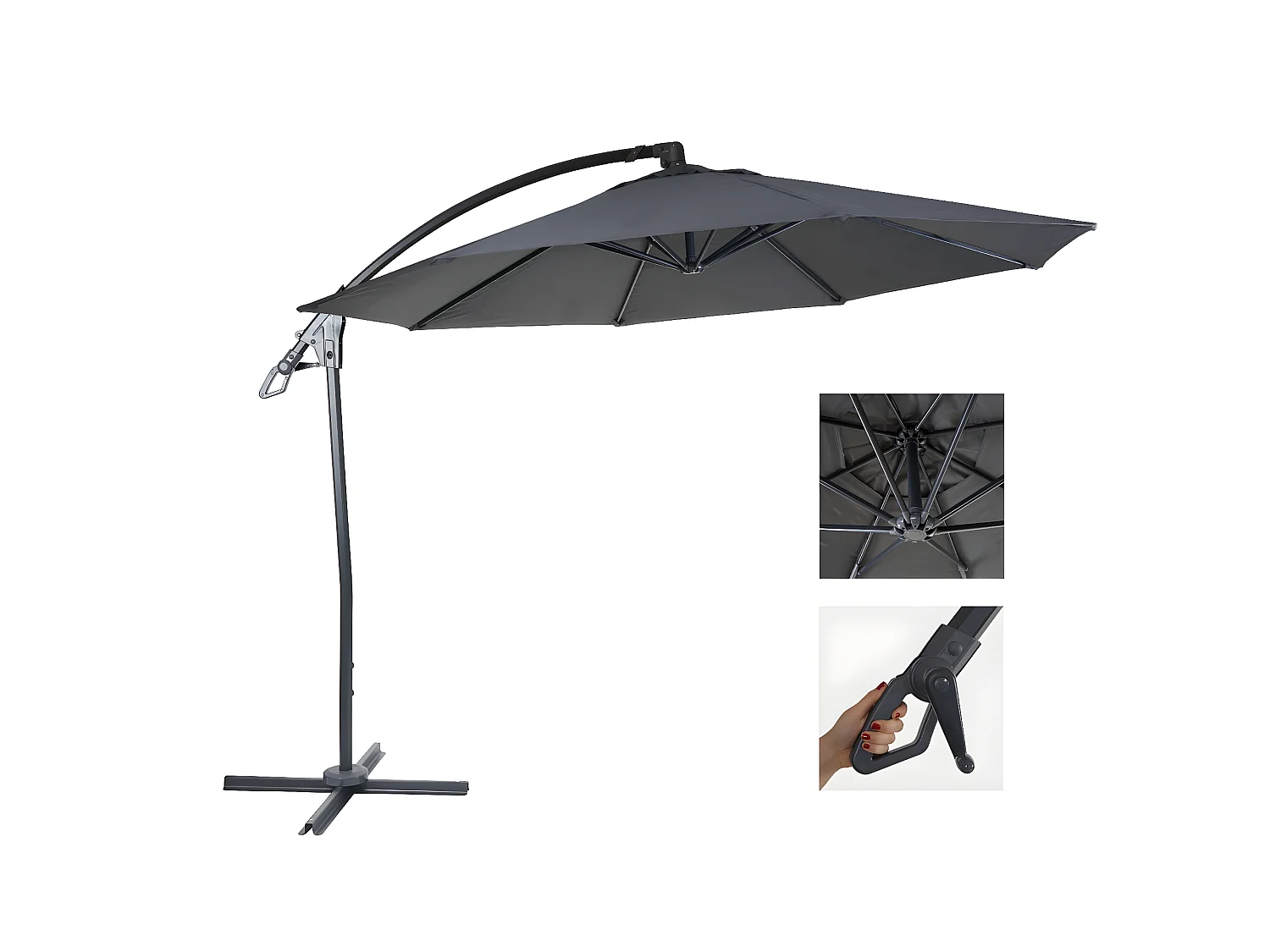 Zweefparasol MCW-D14 rond,  antraciet zonder voet