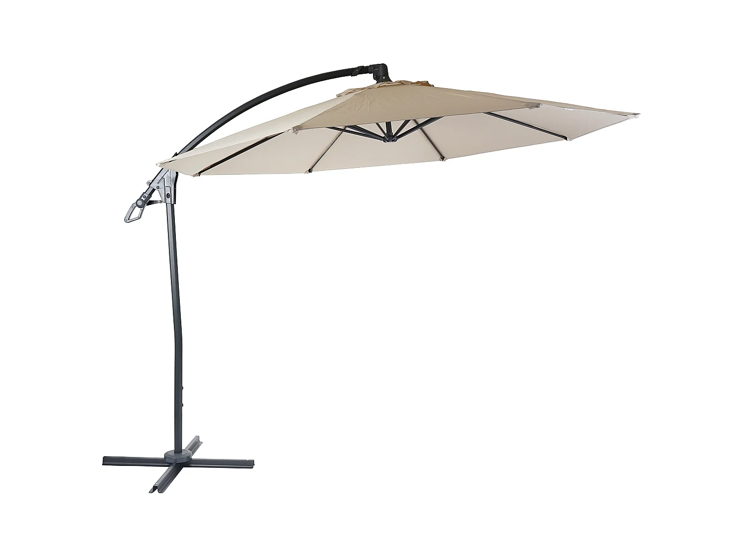 Parasol déporté MCW-D14 rond Ø 3m,  crème / blanc sans support