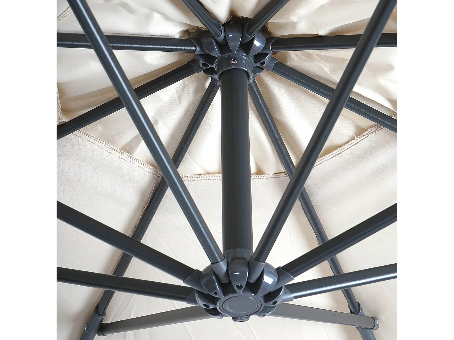 Parasol déporté MCW-D14 rond Ø 3m,  crème / blanc sans support