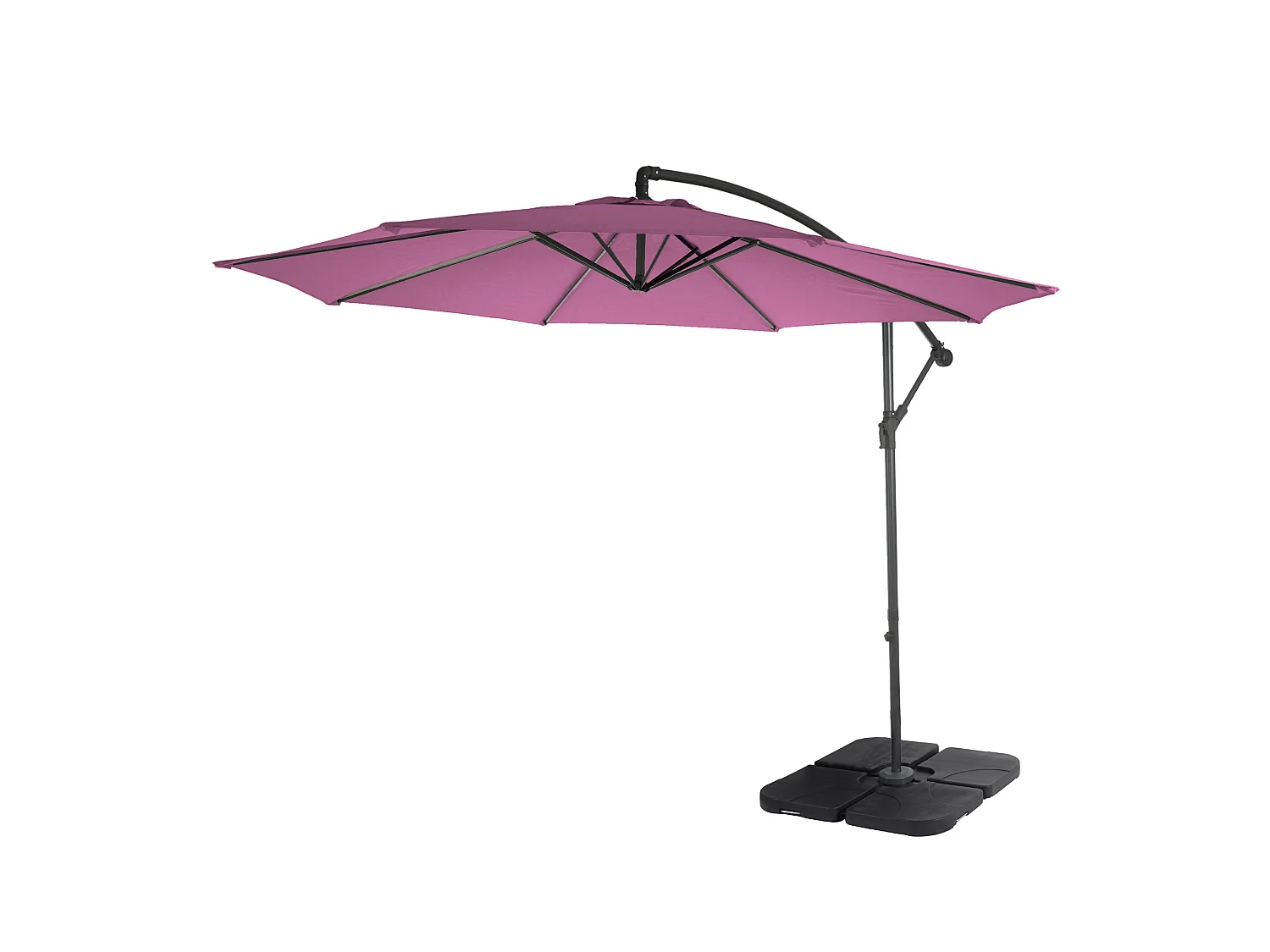 Parasol déporté Terni Ø 3m inclinable, lavande avec support