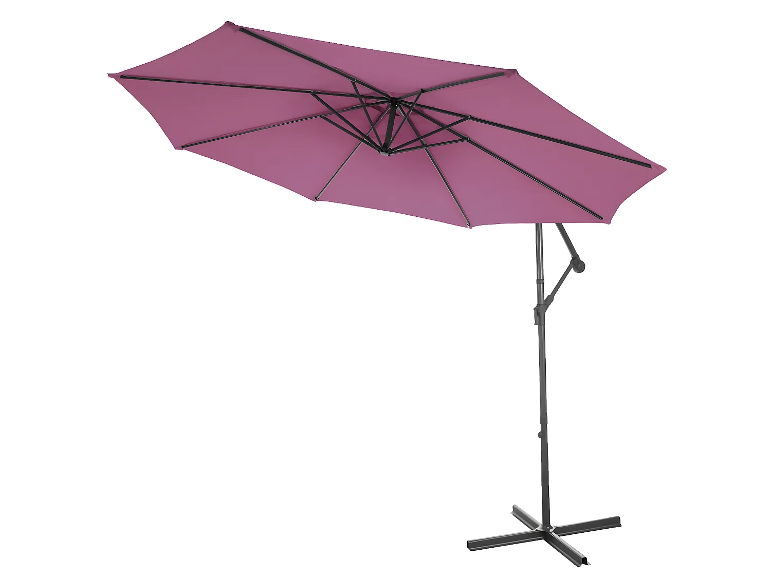 Parasol déporté Terni Ø 3m inclinable, lavande avec support