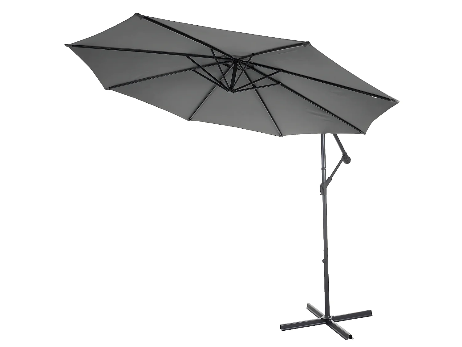 Parasol déporté Terni Ø 3m inclinable,  gris avec socle à poids