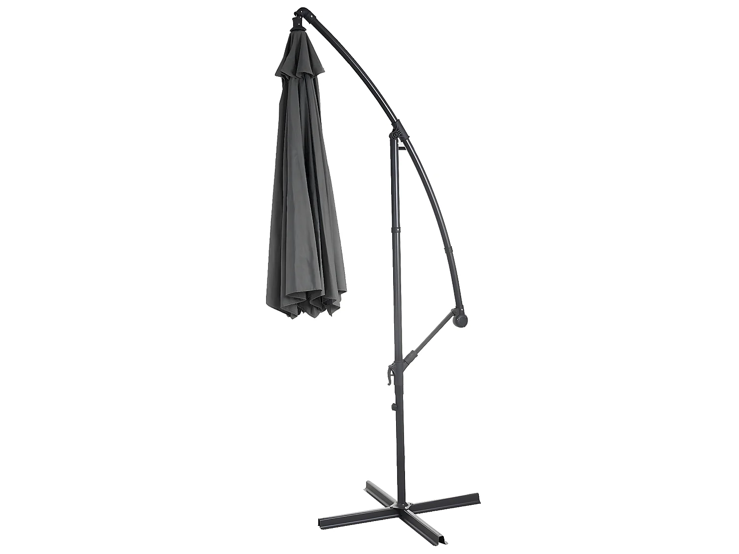 Parasol déporté Terni Ø 3m inclinable,  gris avec socle à poids