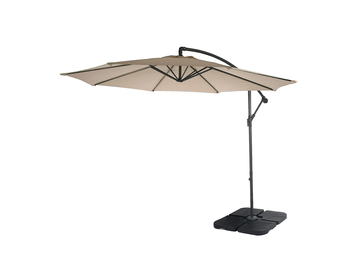 Parasol déporté Terni Ø 3m inclinable,  sable-beige avec support