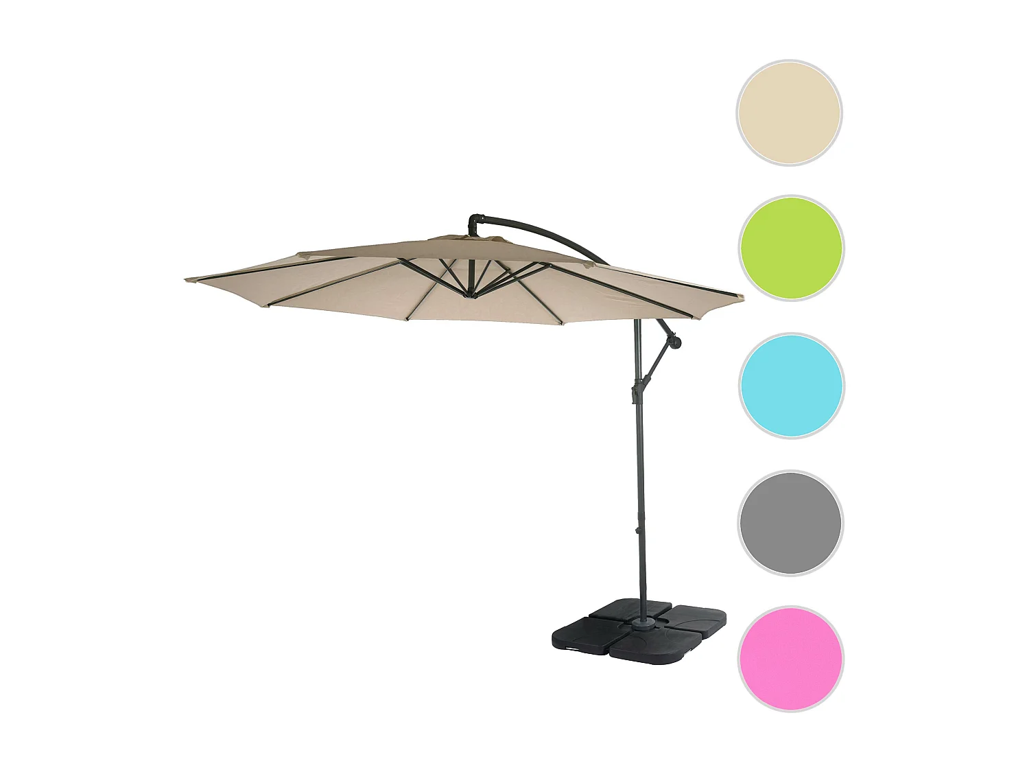 Ampelschirm Terni neigbar, Sand-beige mit Ständer