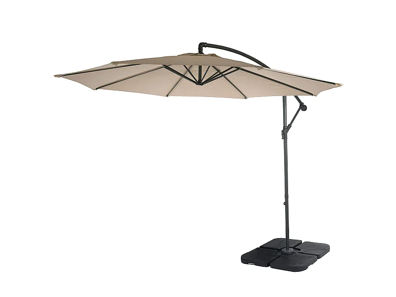 Parasol déporté Terni Ø 3m inclinable,  sable-beige avec support
