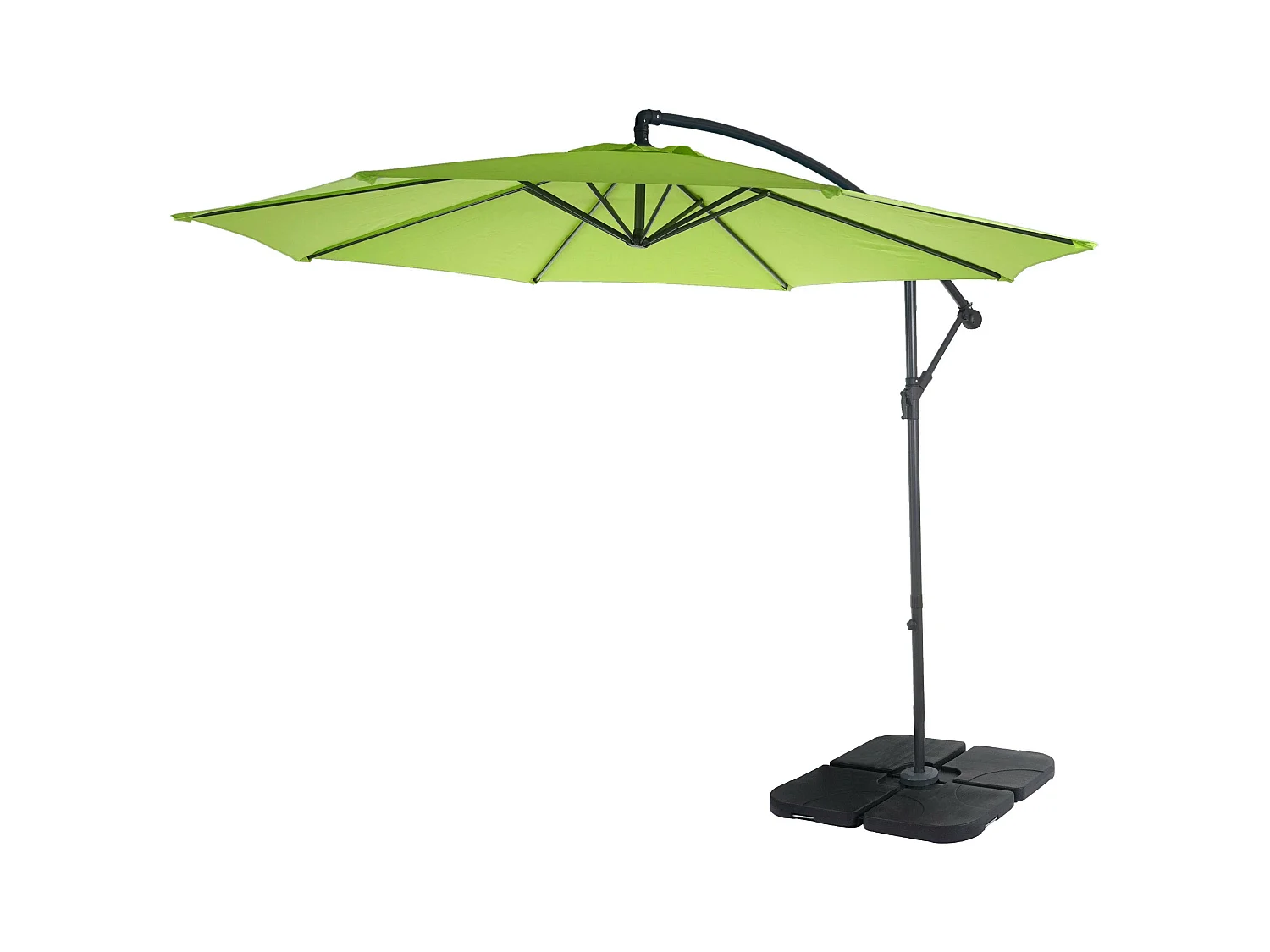 Parasol déporté Terni Ø 3m inclinable,  vert limon avec support